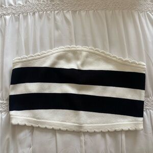 Anthropologie Black and White Striped Crop Top